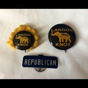 Landon Knox 1936 Republican convention pins